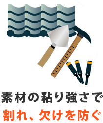 素材の粘り強さで 割れ、欠けを防ぐ