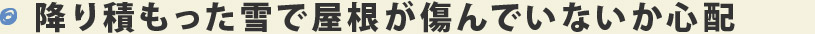 降り積もった雪で屋根が傷んでいないか心配 